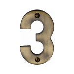 M Marcus Heritage Brass Numeral 3 - Face Fix 76mm Heavy font